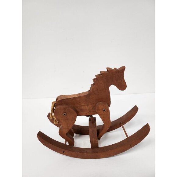 Vintage Carved Wood Rocking Horse Toy Movable Parts Rustic Nursery Decor - Picture 5 of 10